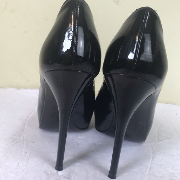Stuart Weitzman Victoria Peep Toe Patent Leather Shoes Pumps Heels Stilettos Blk - Picture 6 of 16
